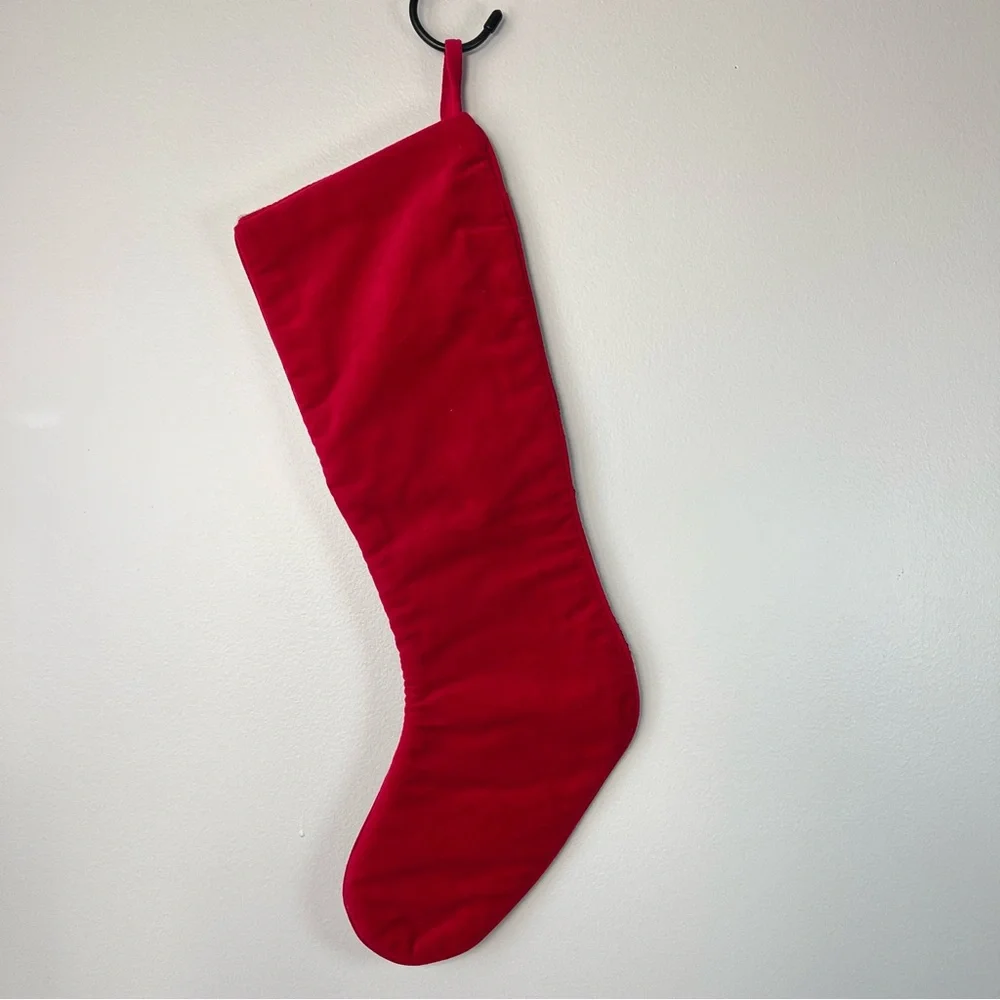 VTG Wool Needlepoint Nutcracker Christmas Stocking Red Velvet Back 20